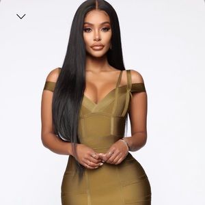 Midi Olive Green Bandage Dress